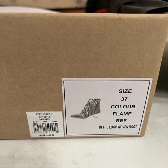 Free People In The Loop Woven Ankle Boots Flame Red Leather Size 37 NIB - Picture 2 of 9